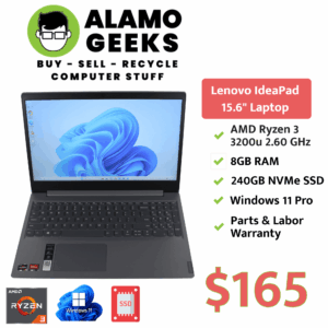 Lenovo IdeaPad 15.6" Laptop - AMD Ryzen 3 2.6GHz | 8GB | 240GB SSD | WIN 11
